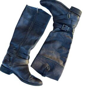 Vince Camuto Pazell Tall Knee High Riding Boot Gray Leather Boho Women's 8.5